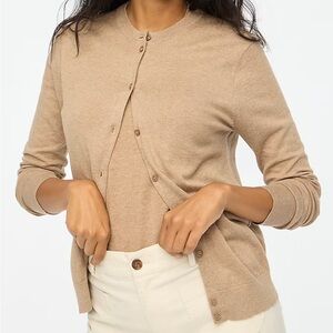 J. Crew Classic Cardigan | Size Small | 100% Cotton | Light Tan/Brown/Beige